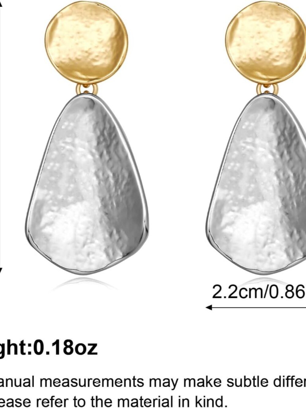 Gold Plated Earrings for Women Geometric Chunky Dangle Earring Trendy Silvery Tw - Picture 7 of 7
